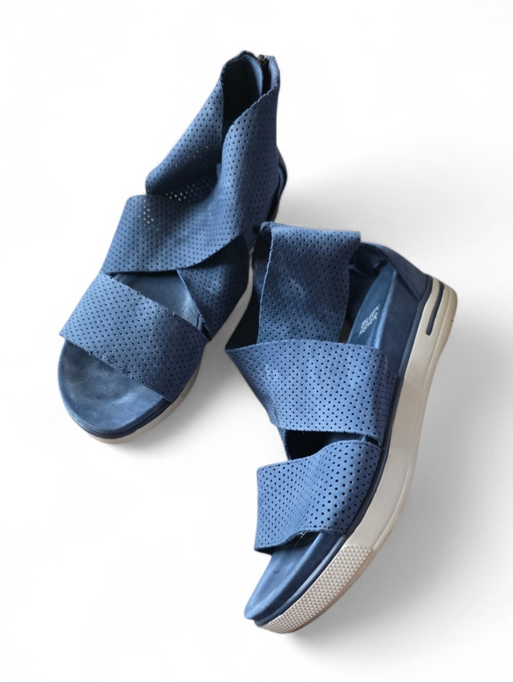 Eileen Fisher Nubuck Sport Platform Sandals Blue